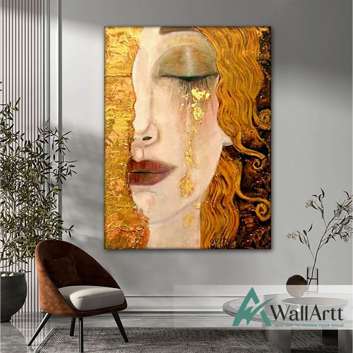 Gustav Klimt Golden Tears Textured Partial Oil Painting